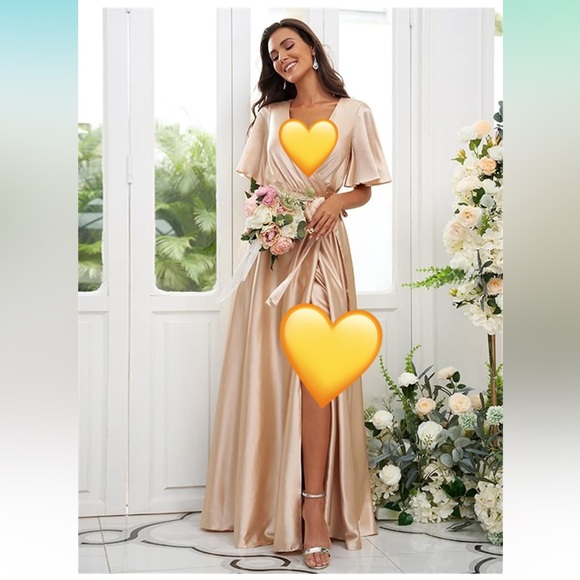 ⭐️Amazon- Champagne Wrap Dress🎉 - Picture 3 of 6